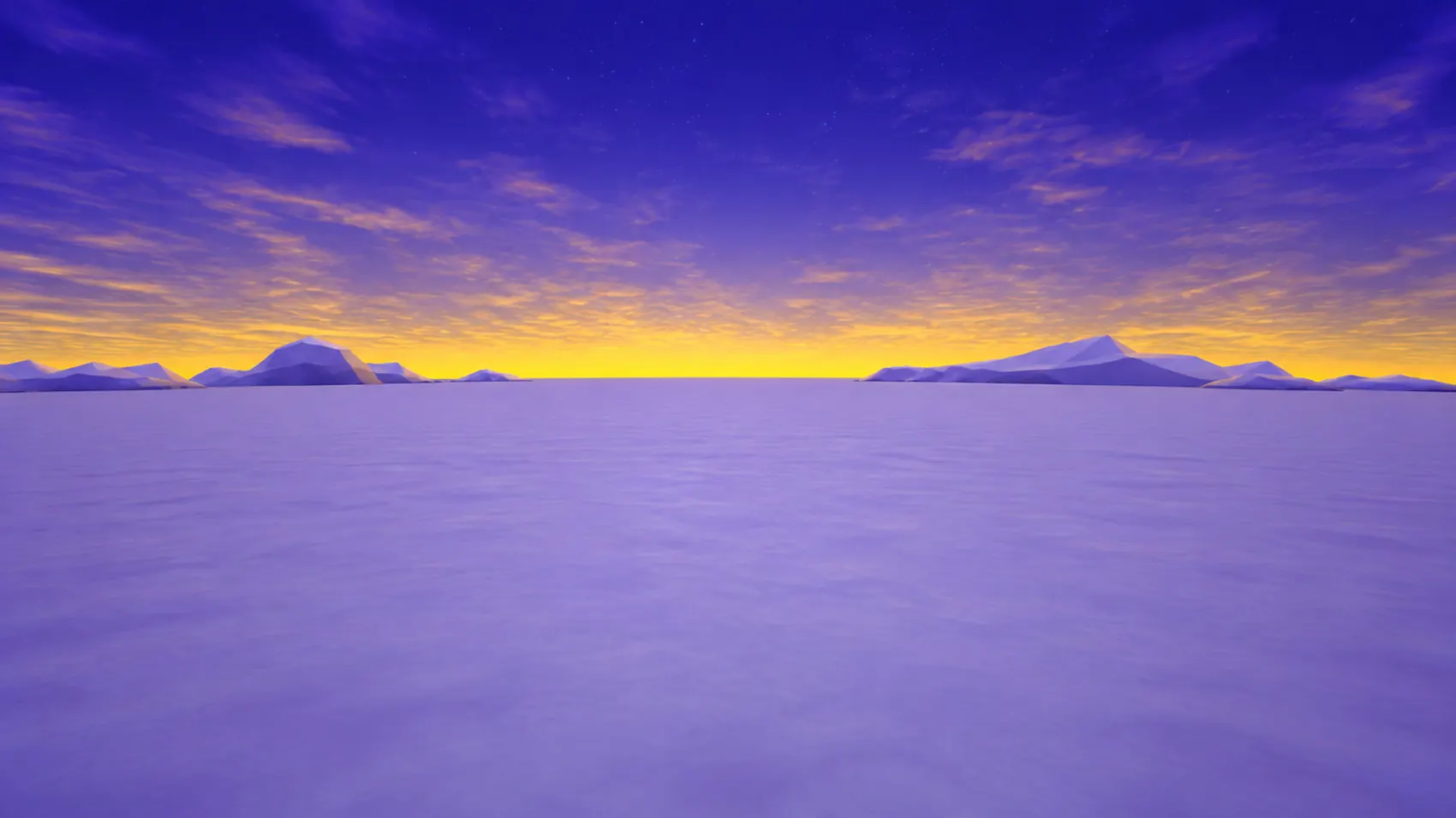 Frozen violet plain at dusk
